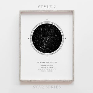 Custom Star Map By Date and Location, Personalized Sky Map Printable, Our First Date Constellation Star Map, Star Chart Gift for Her and Him image 8