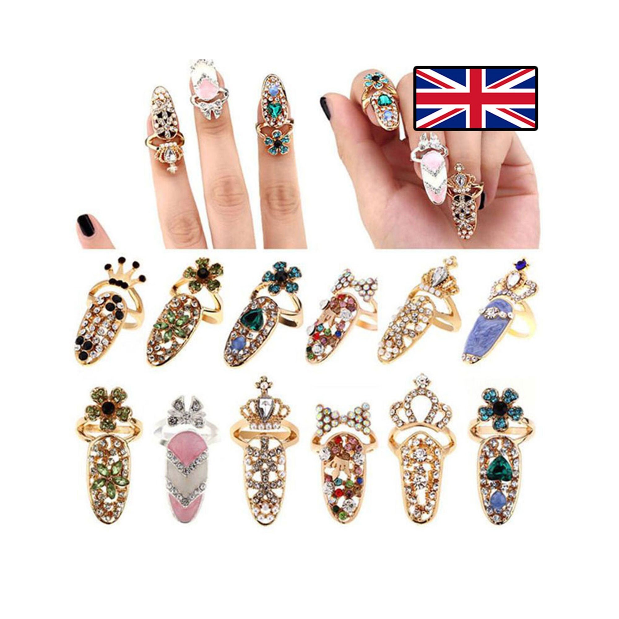 Nail Ring Charm Nail Rhinestone Bling Accessory Nail Art Etsy