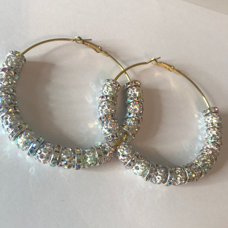 Super Sparkly Crystal Hoop Earrings Basketball Wives Inspired Etsy