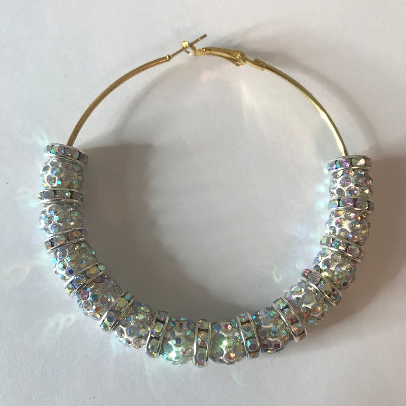 Super Sparkly Crystal Hoop Earrings Basketball Wives Inspired Etsy