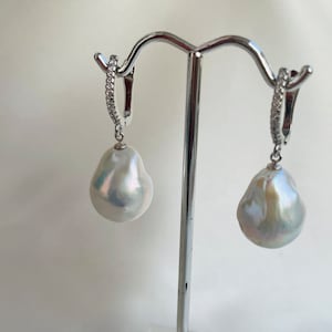 Pearl Silver Hoop Earrings - Silver Pearl Earrings, Pearl