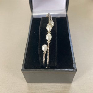 Spiral Pearl Bracelet Adjustable, Bangle Bracelet, Freshwater Pearls, Perfect for Gifting
