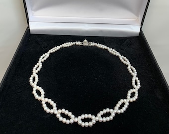 Intertwined Pearl Necklace, Real Pear Necklace Wedding, Fresh Water Pearls, Anniversary Gift, Wedding Jewelry, Birthday Gift, White Pearl