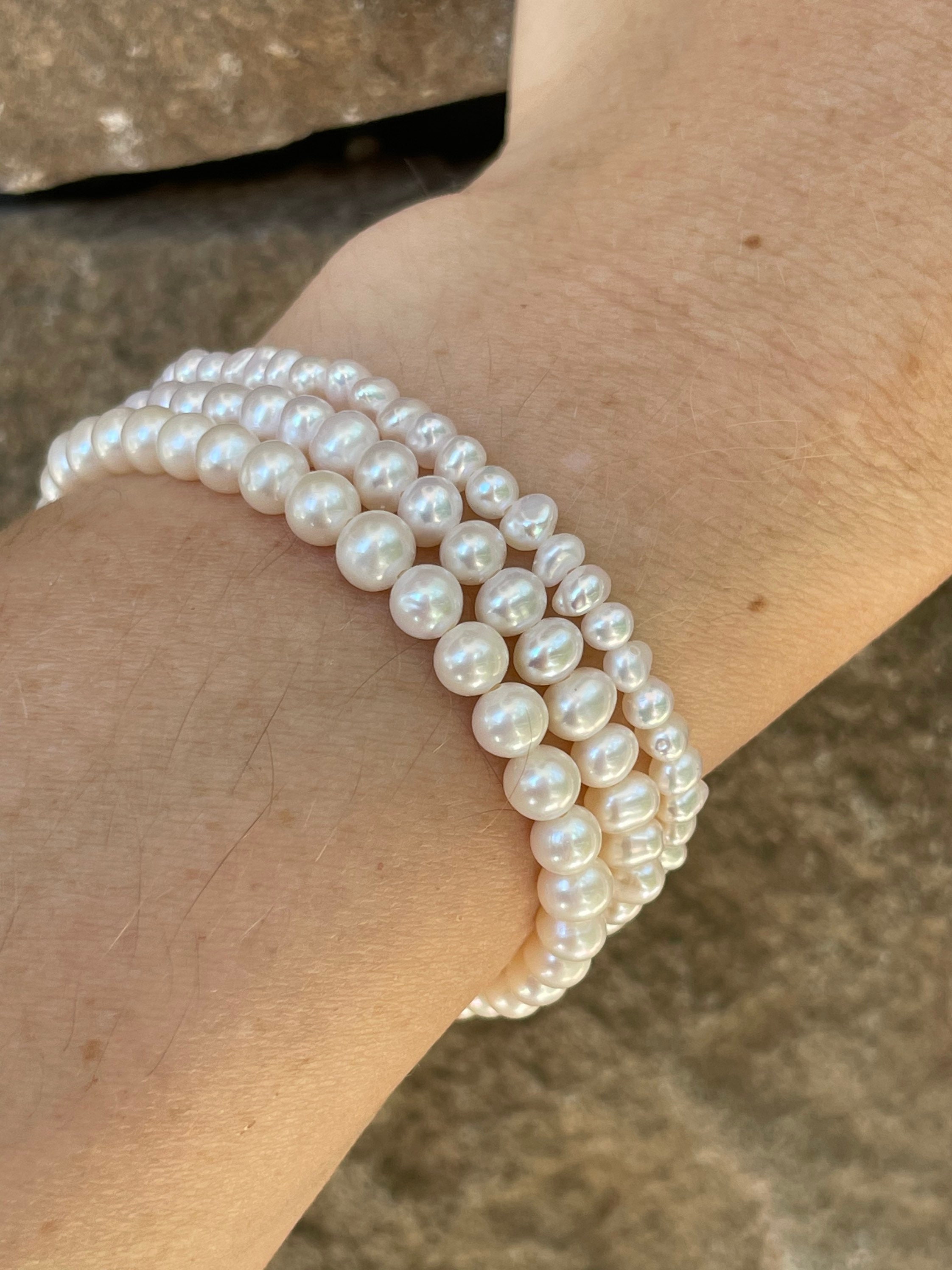 White Pearl Braceletsreal Pearls Single Row Bracelet - Etsy