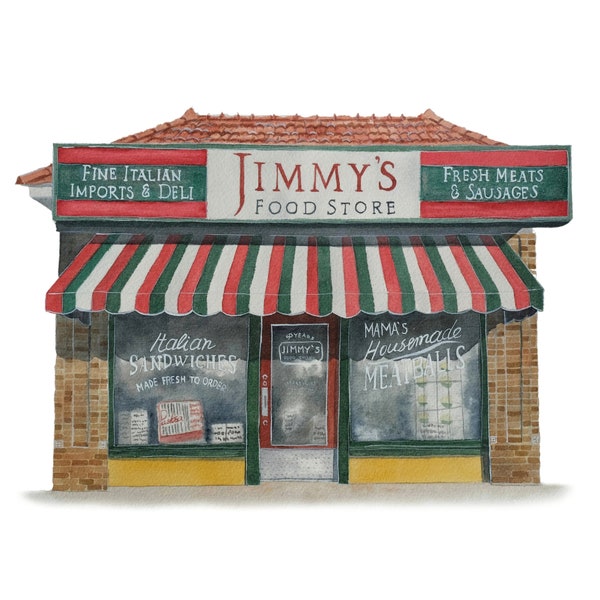 Jimmy's Food Store - Watercolor art print