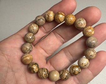 Picture Jasper Bead Stretch Bracelet
