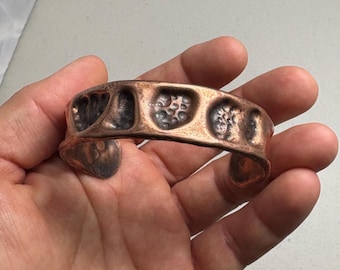 Hand Forged Copper Cuff Bracelet: Air Chasing Design