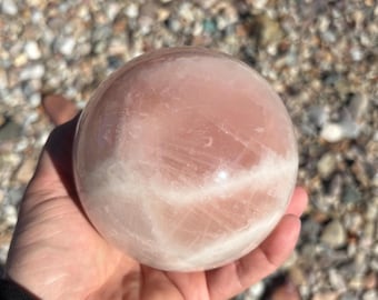 Rose Quartz Sphere 110mm – Large Pink Crystal Ball, Home Decor
