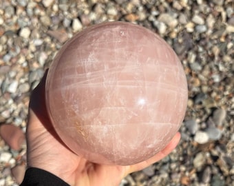 Large Rose Quartz Sphere 132mm – 7.28 lb Pink Crystal Ball, Statement Decor