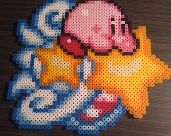 Kirby Riding Star Inspired Perler Bead Art
