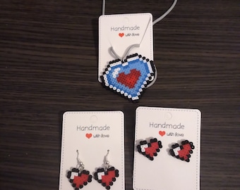 LOZ Heart Piece Inspired Mini Perler Bead Jewelry Set