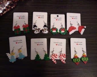 Christmas Themed Mini Perler Bead Earrings