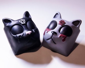 Demon Kitty Artisan Keycap – Hand Painted Mechanical Keyboard Keycap