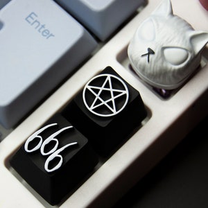 666 Caps 666 Artisan Keycap Monochrome for Cherry MX Mechanical Gaming Keyboards ...