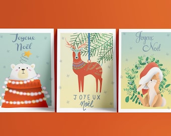 Christmas cards - Christmas - Star - fir tree - cute - Christmas illustration - colorful card - digital reproduction