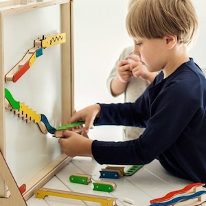 Magnetic Labyrinth Wooden Toy, Handmade Educational STEM Toy, Kids Chalkboard Toy for Creative Play