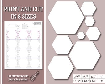 Printable Hexagon EPP Templates – 8 Sizes, Easy-Cut (PDF Pattern)