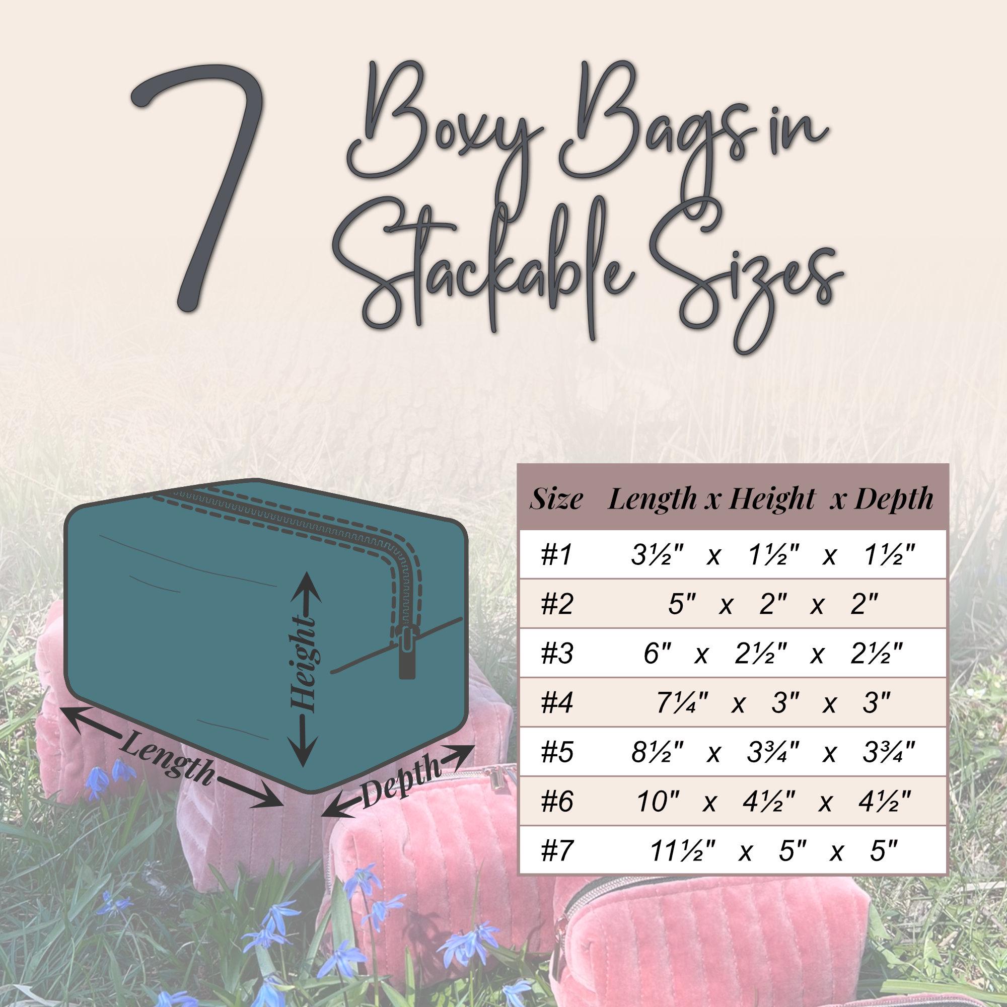 Boxy Bag PDF Sewing Pattern, Quilted Makeup Bags in 7 Stackable Sizes ...