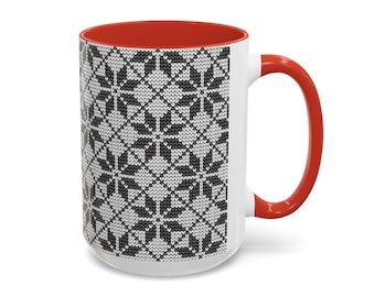 Nordic Knitting Design Coffee Mug - Scandinavian Folk Art Gift
