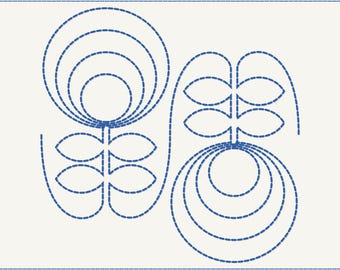 Retro Flower Quilting Pantograph, Edge to Edge Design (Digital Download)