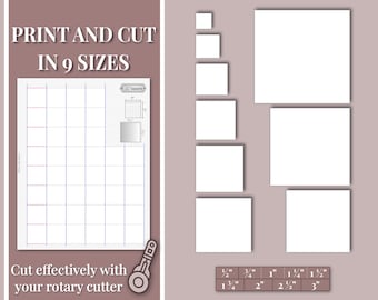 Printable English Paper Piecing Squares Templates – 9 Sizes, Easy Straight-Line Cutting (Digital Download)