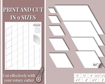 Printable English Paper Piecing Diamond Templates – 9 Sizes, Easy Straight-Line Cutting (Digital Download PDF)