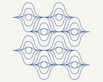 Retro Quilting Design, E2E pantograph, Edge to Edge Longarm and Machine Embroidery (Digital Download)