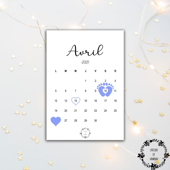 Fichier Numerique Calendrier Annonce De Grossesse 21 De Etsy Canada