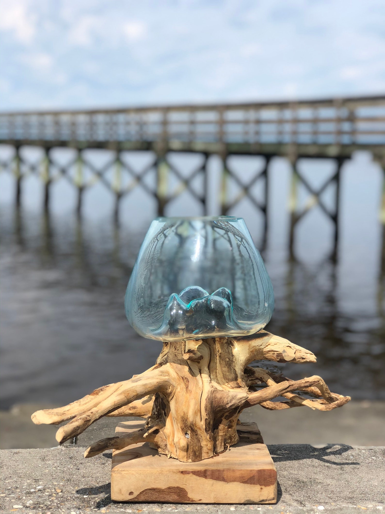Blown Glass on Driftwood Base Etsy