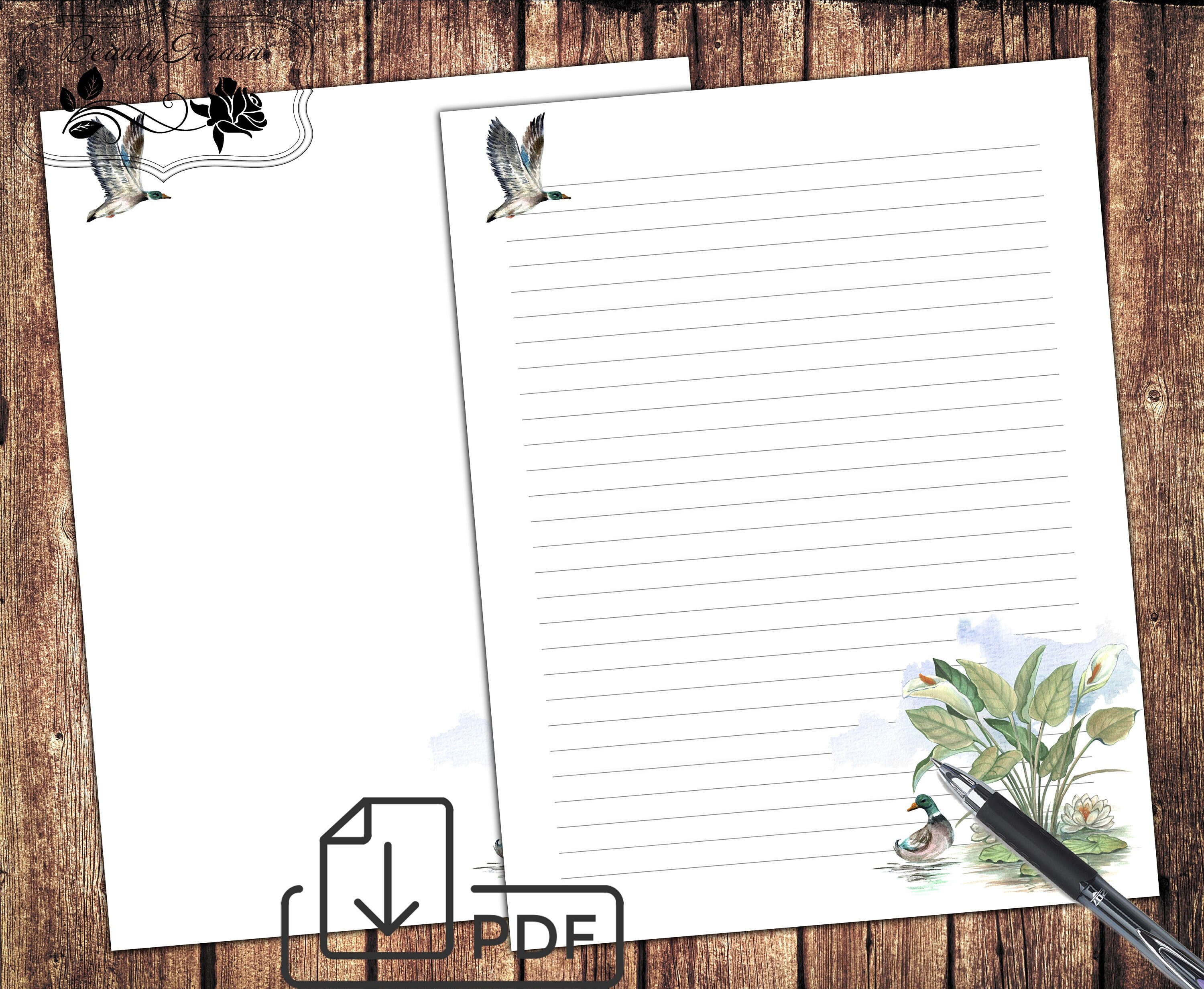 Bird Illustration Letter Writing Set,printable Letters Stationary ...