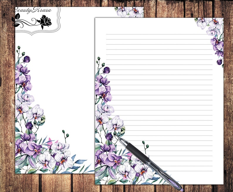 Orchids Stationary Letter Writing Setprintable - Etsy