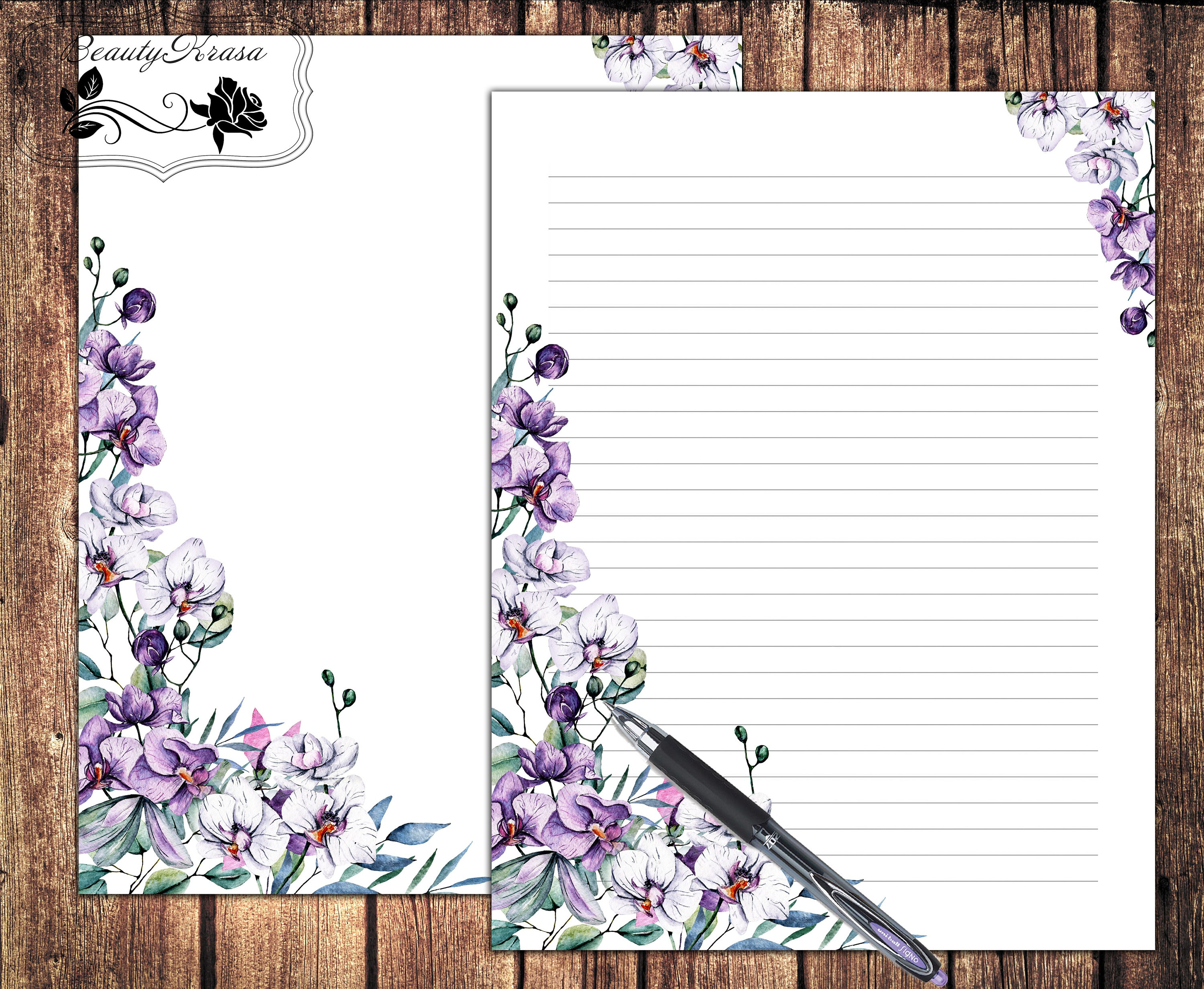 Orchids Stationary Letter Writing Setprintable - Etsy