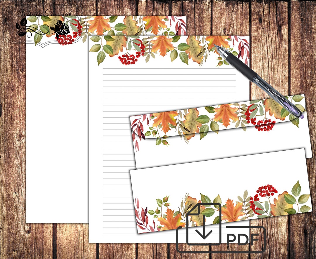 Letter Writing Set Cozy Autumn,envelope Template&paper,printable ...