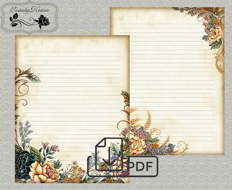 Letter Writing Bundlefloral Garland Printable Etsy