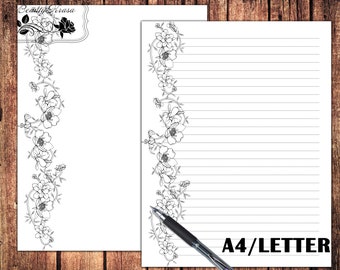 writing paper for letters Black White Letter Writing papers,Stationary set-2,US Letter Size & A4,paper monochrome
