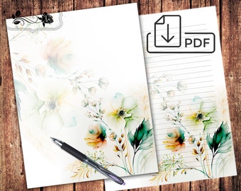 Autumn Cute-3 stationary letter writing set,fall printable letters,unlined lined paper