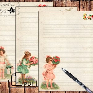 Juego de papelería para el día de San Valentín, papel rayado para escribir cartas vintage