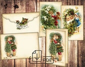 Digital Christmas Stationary set cards&envelope,Writing kit