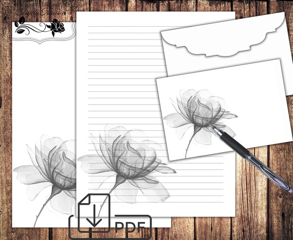 Stationary Setprintable Letter Writing Paper&amp;envelope Rose - Etsy