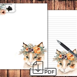 Animals stationary letter writing set,printable letters,unlined lined paper
