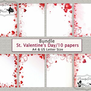 St. Valentine&#39;s Day Frame Printable Collage Pages,10 papers