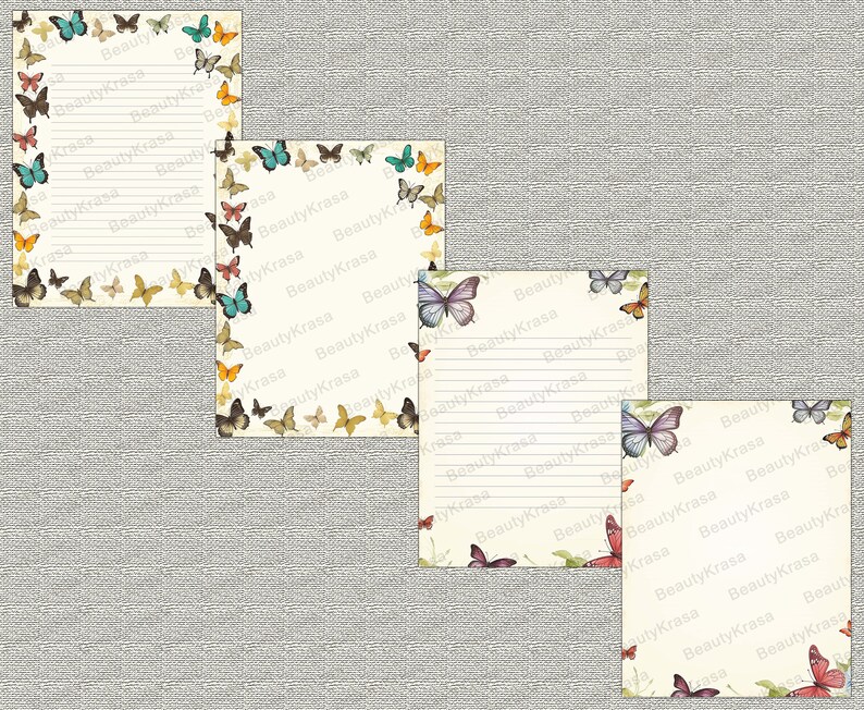 Writing Frame With Border Letter Writing Bundle, Butterflies Frame PDF Stationery,unlined Lined ...