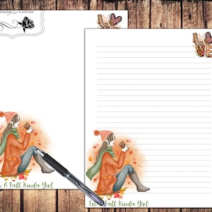 Otoño Lindo juego de escritura de cartas estacionarias, letras imprimibles de otoño, papel rayado sin forro
