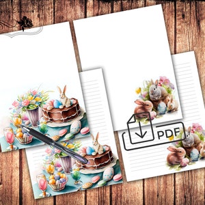 Printable Stationary set Easter,letter writing paper,unlined lined paper pdf