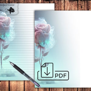 Carta imprimible papel de escribir, juego de papelería, papel forrado sin forro Rosa en humo