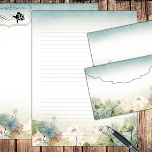 Juego estacionario Carta botánica Papel de decoración floral, papel forrado sin forro imprimible y sobre