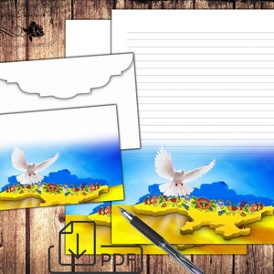 UKRAINE Stationery Printable Letter Writing Paper,Stationery set,Lined Unlined Notes&Envelope