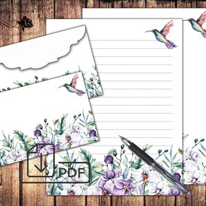 Juego de papelería Orquídeas, Escritura de cartas botánicas imprimibles Papel forrado sin forro y sobre
