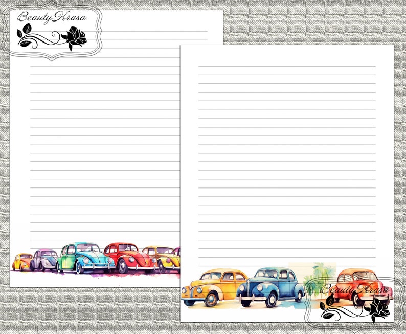 Letter Bundle Writing Stationery Set,printable Stationary Old Cars ...