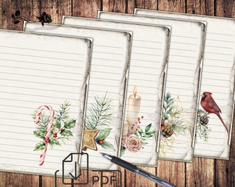 Christmas Stationary digital set,letter writing  lined paper